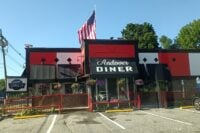 Andover Diner exterior with its red and black sign on Main Street in Andover, NJ