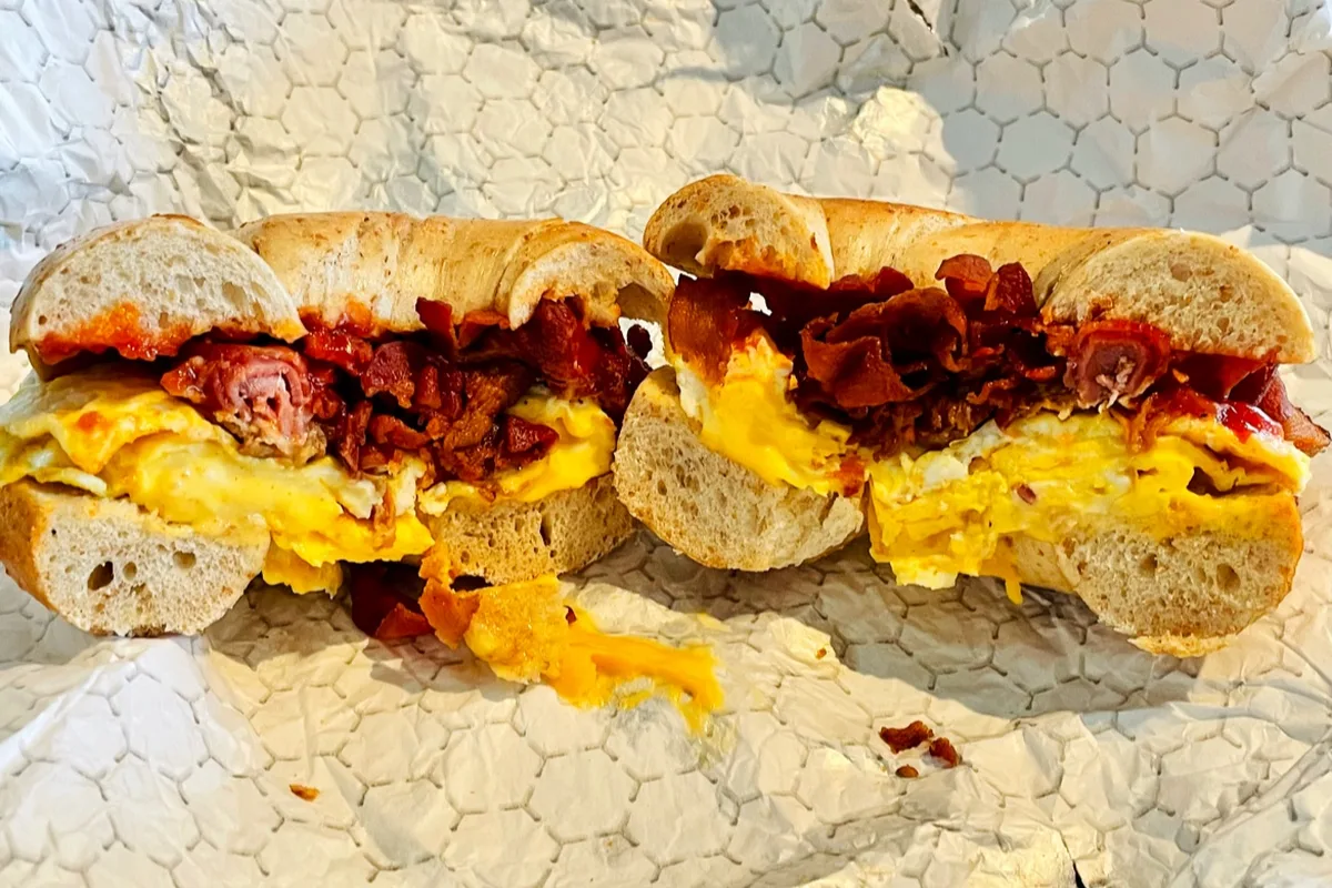Bacon, egg and cheese bagel from Bagful O' Bagels in Lafayette, NJ