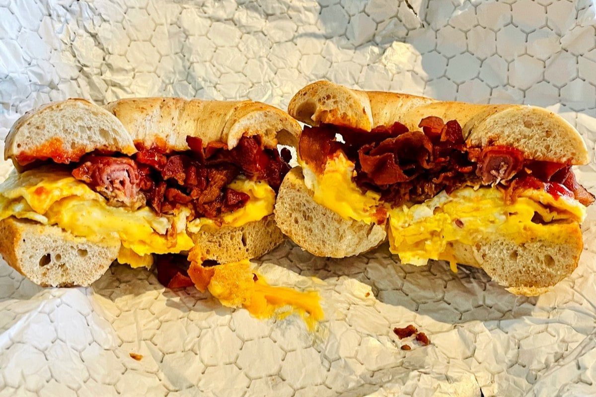 Bacon, egg and cheese bagel sandwich from Bagful O' Bagels in Lafayette, NJ