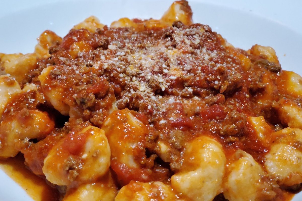 Gnocchi in meat sauce with grated cheese at Bella Italia Ristorante on Route 206 in Andover Township, NJ