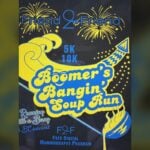 Boomer's Bangin' Soup Run 5K and 10K graphic from Friend 2 Friend for the November 8 trail race in Newton