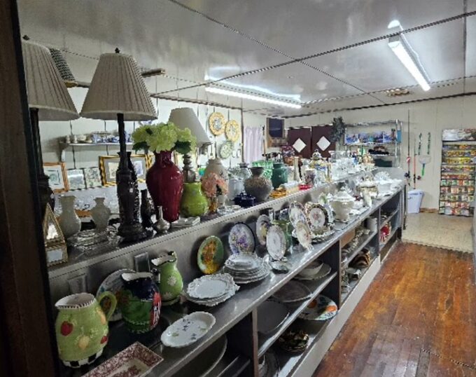 Interior aisle of antiques and gifts at Byram Trading Post in Byram NJ