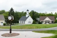 Village green and clock at The Shoppes at Lafayette in Lafayette Township, NJ