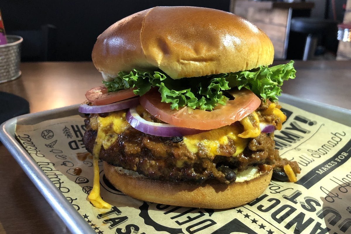 A loaded cheeseburger at Cow Patty's in Wantage, NJ