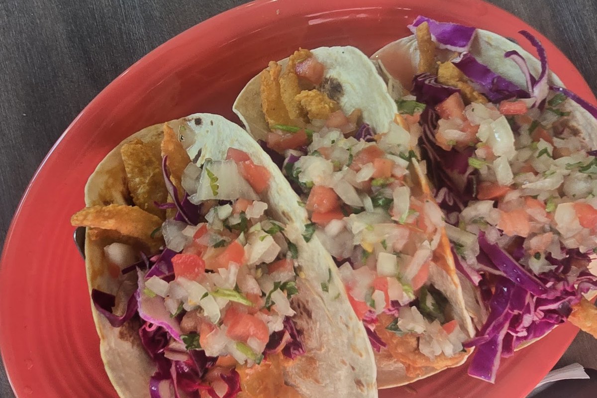 Tacos topped with pico de gallo and red cabbage at Coyote Cocina Mexicana in Franklin, NJ