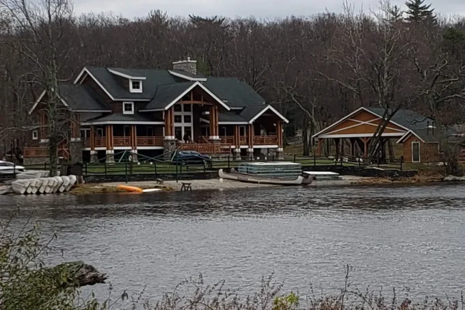 Lakefront lodge at Fairview Lake YMCA Camps in Stillwater Township, home of Fairview Fest