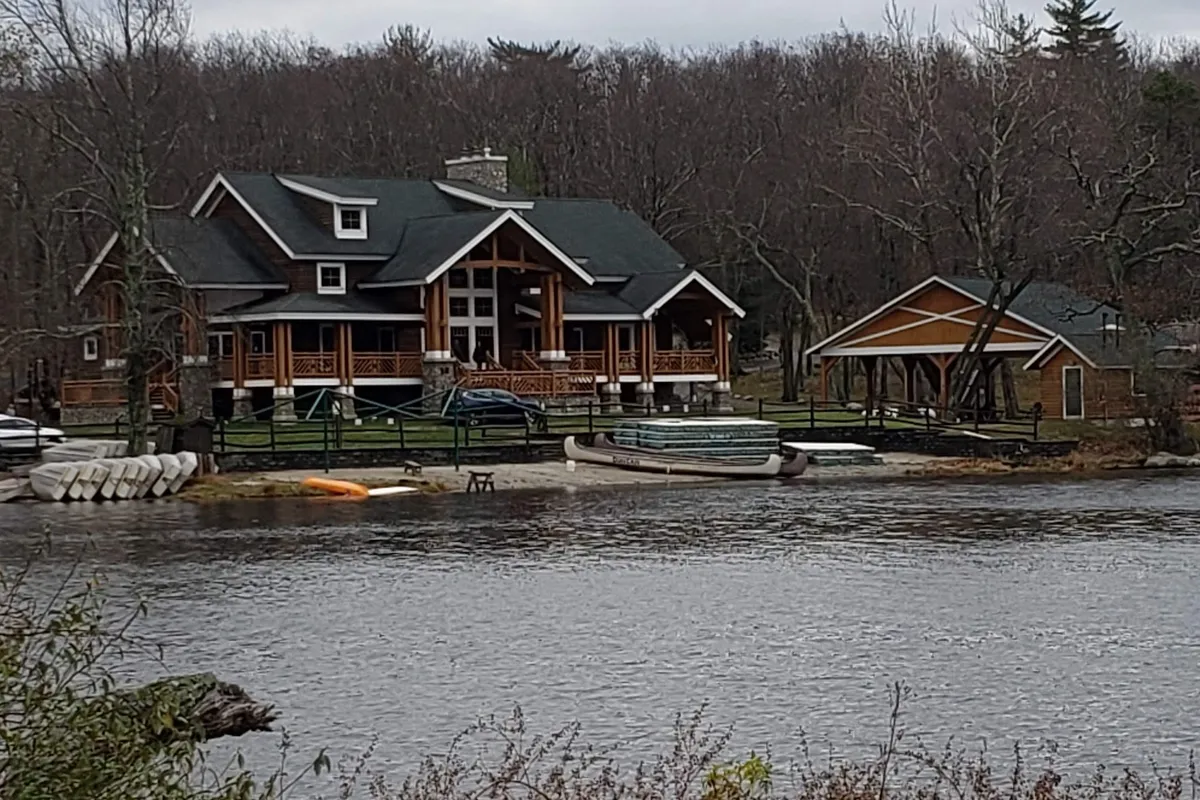 Lakefront lodge at Fairview Lake YMCA Camps in Stillwater Township, home of Fairview Fest