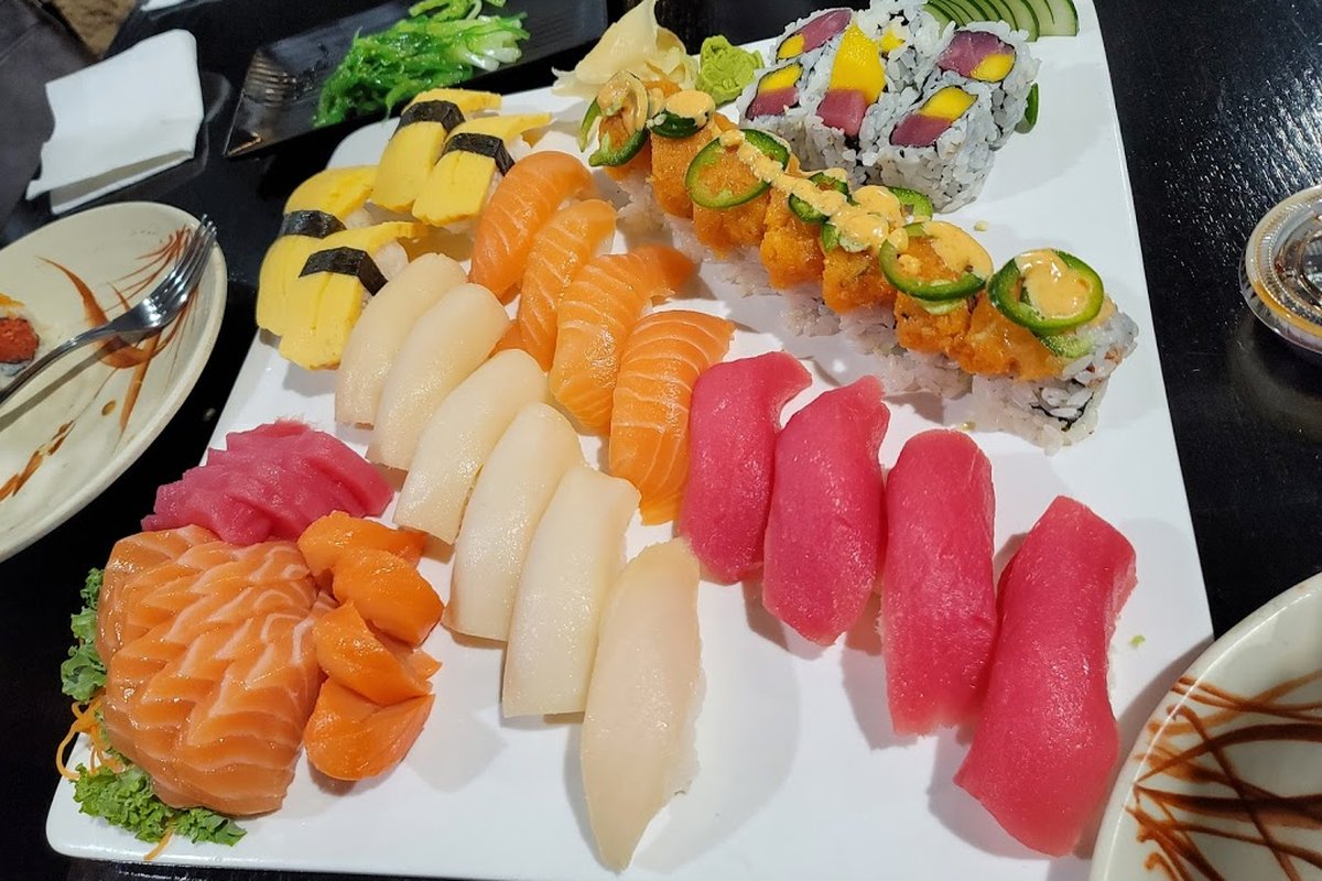 Sushi and sashimi platter at Halulu in Stanhope, NJ