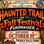Haunted Trail and Fall Festival Fundraiser flyer for October 10 at Pochuck Valley Farms in Vernon