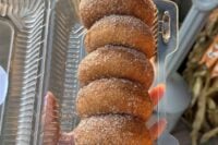 Stack of sugar-coated apple cider donuts from Heaven Hill Farm in Vernon, NJ