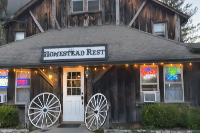 The Homestead Rest restaurant exterior on North Church Road in Sparta, NJ, host of the Homestead's Holiday Market