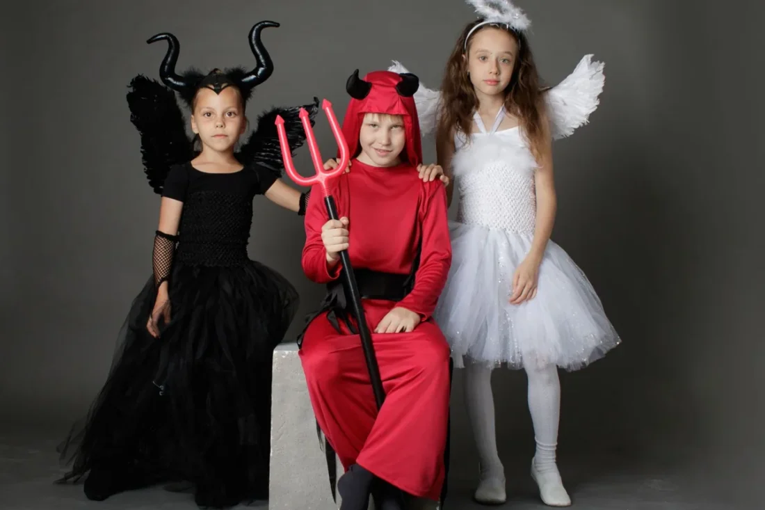 Kids in Halloween costumes, for the Hardyston costume sale benefiting local dancers