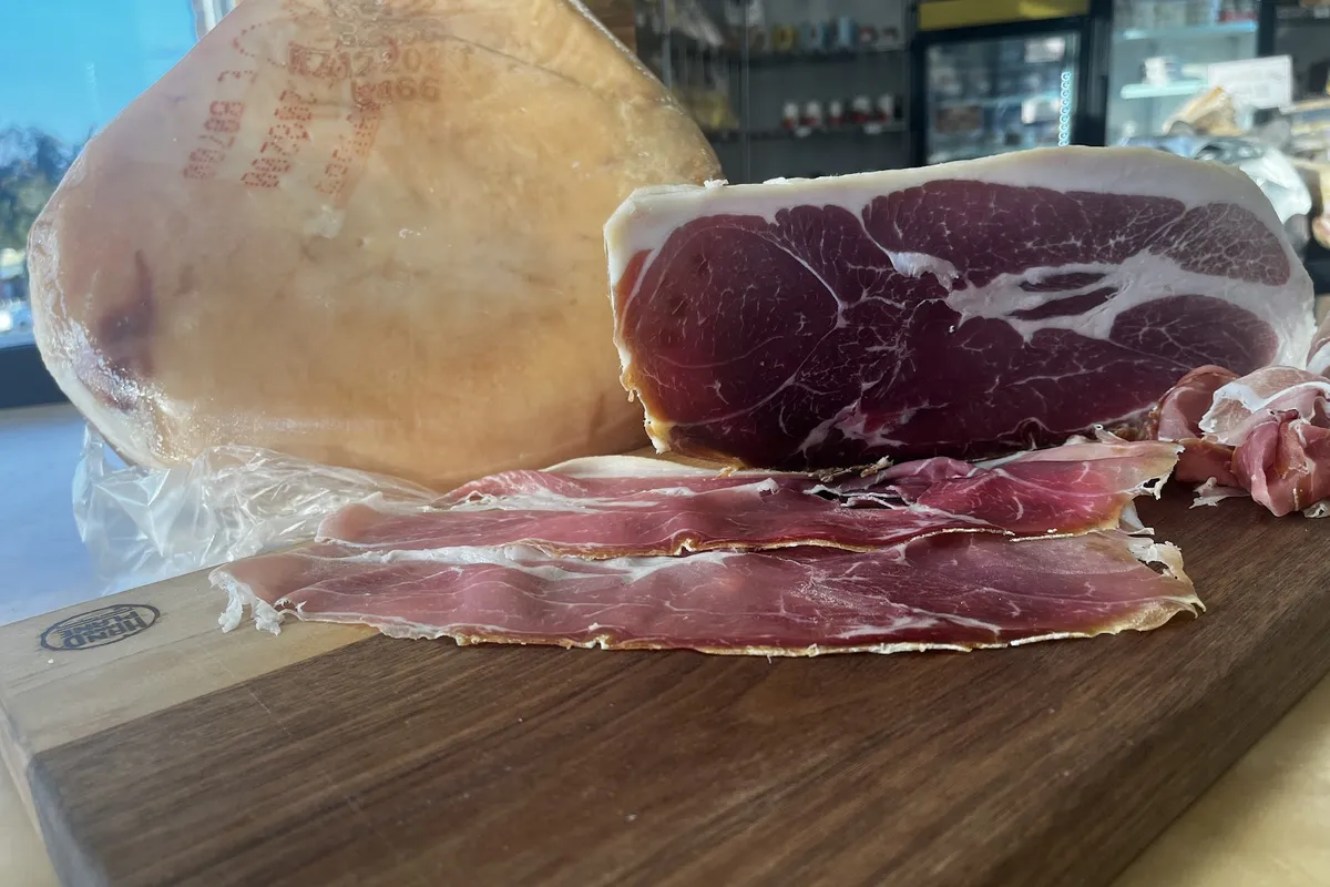 Prosciutto and fresh bread at La Vita Italian Specialties in Sparta NJ