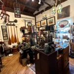 Antique furniture, lamps and collectibles inside the Lafayette Mill Antiques Center in Lafayette, NJ