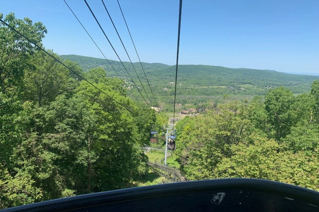 A ski lift at Mountain Creek in Vernon, NJ, in summer