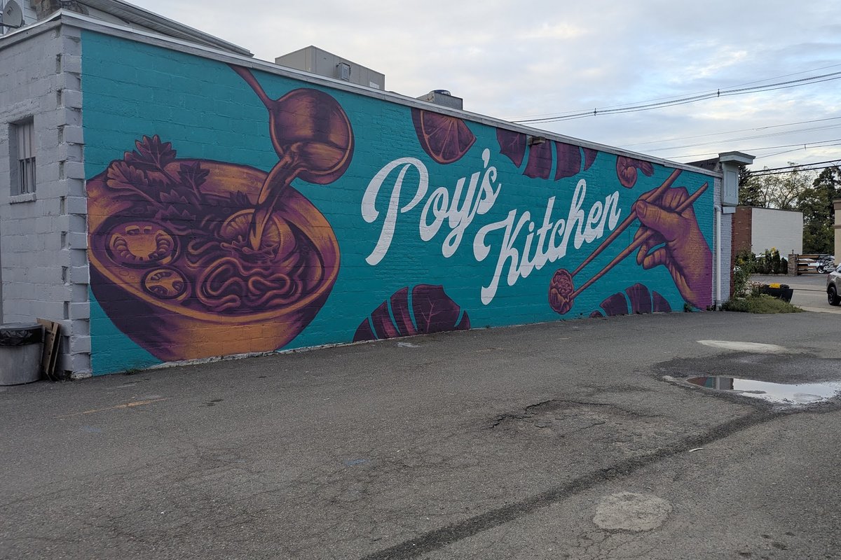 Poy's Kitchen mural on the Thai Lao restaurant in Newton, NJ