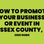 Green cover with bold black text reading How to Promote Your Business or Event in Sussex County, NJ, 2026 Guide