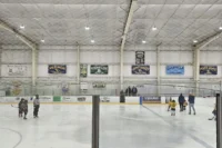 Skaters on an NHL-size rink inside Skylands Ice World in Stockholm, NJ