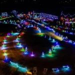Aerial view of the Christmas Light Show displays at Skylands Stadium in Augusta, NJ