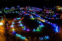 Aerial view of the Christmas Light Show displays at Skylands Stadium in Augusta, NJ
