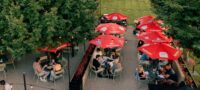 Outdoor biergarten patio at St. Moritz Grill and Bar in Sparta NJ