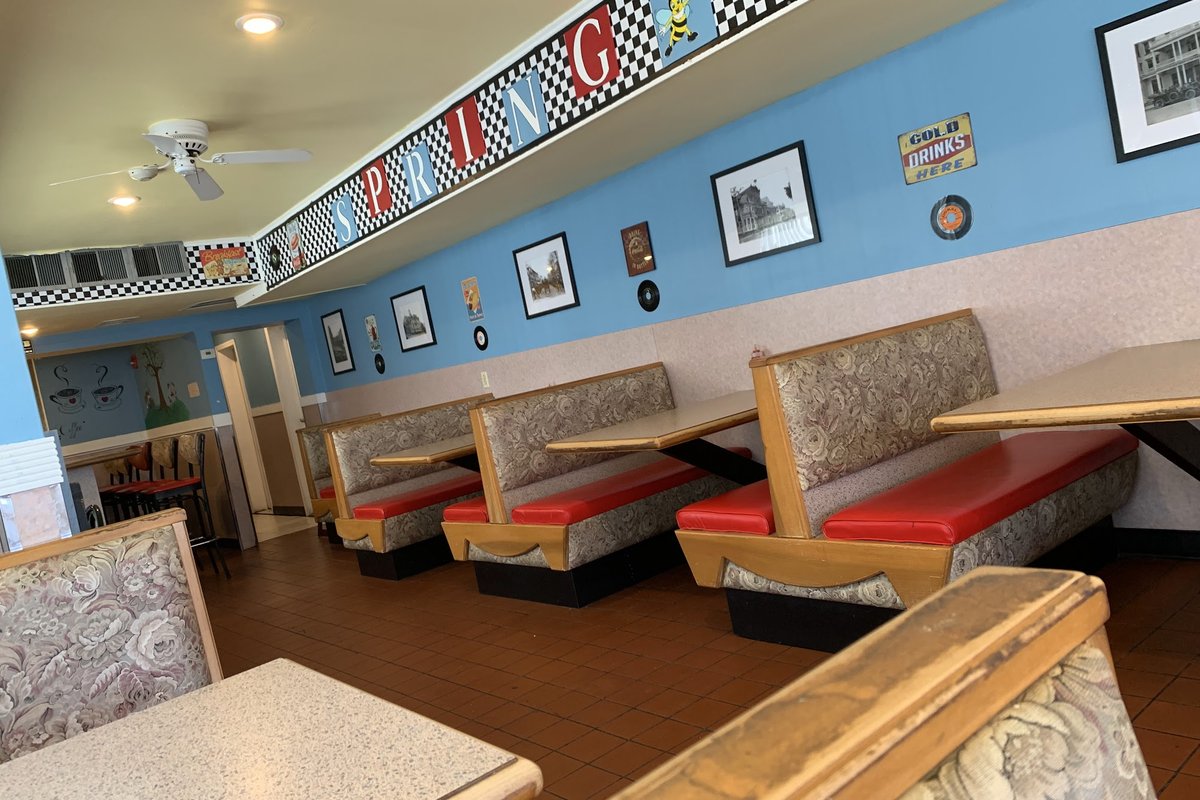 Booths inside Spring Diner on Spring Street in Newton, NJ