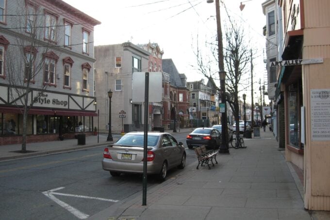 Spring Street downtown Newton NJ along the Halloween Parade route