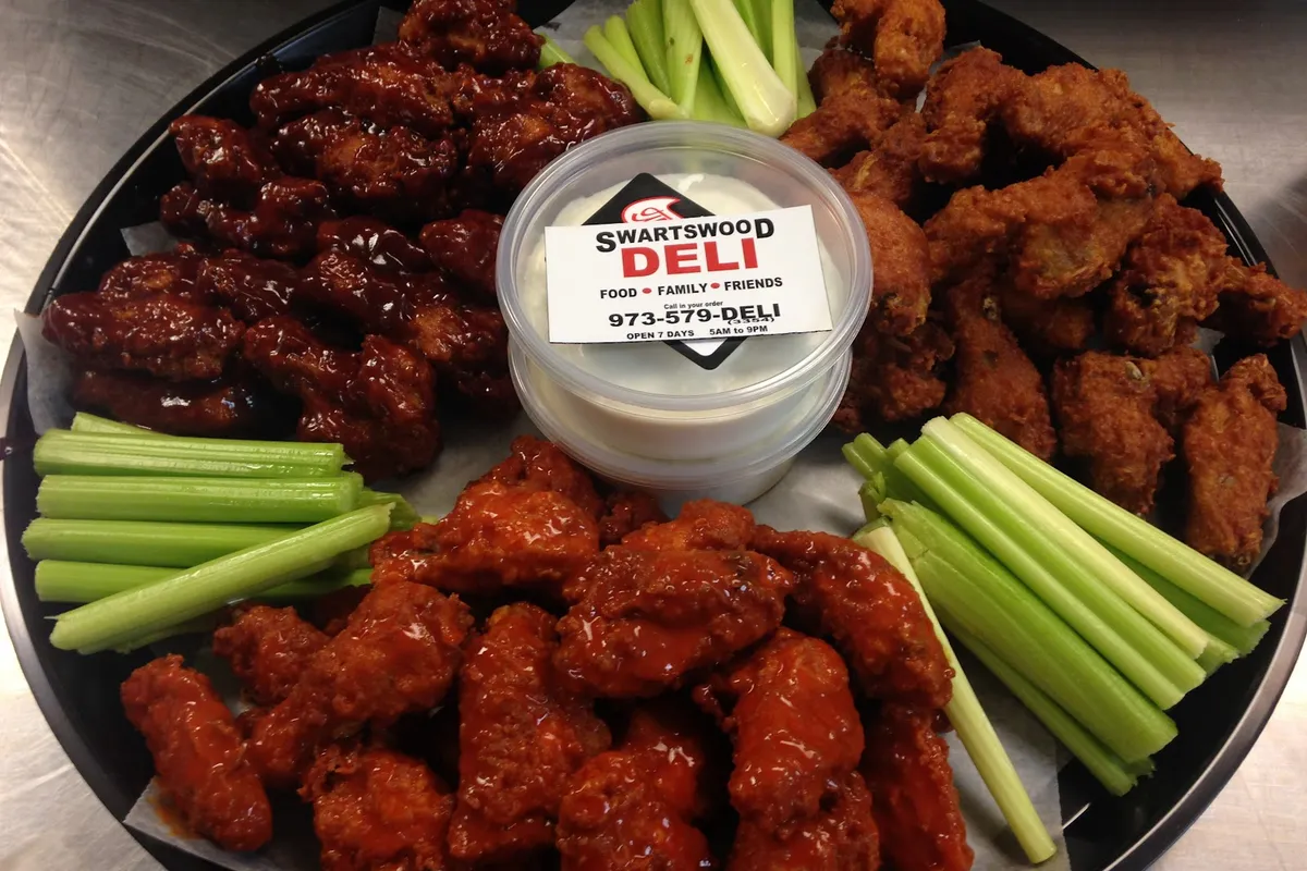 Wings and celery platter from Swartswood Deli on Swartswood Road in Sussex County NJ