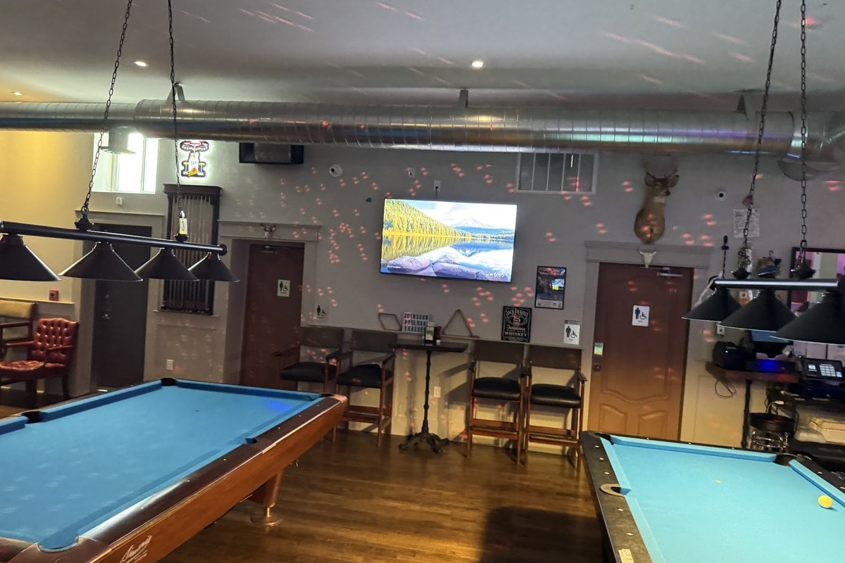 Pool tables in the billiard room at The Sussex Saloon in Sussex, NJ