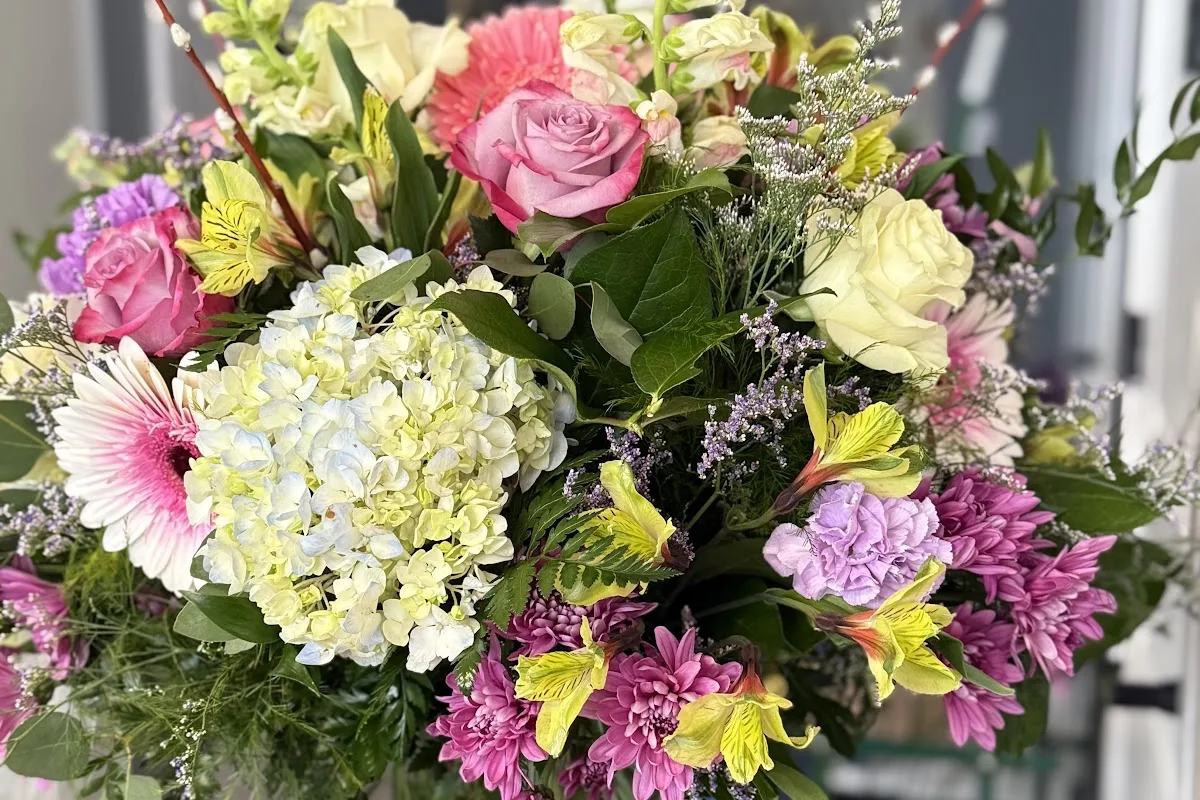 Mixed bouquet of roses and hydrangeas from Wildflowers of Sussex County in Newton NJ